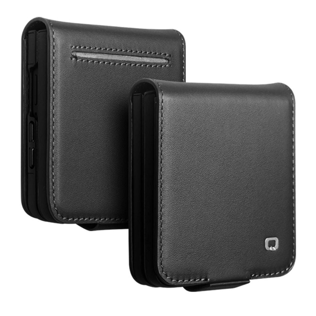 QIALINO Samsung Galaxy Z Flip8 Wallet Cover in Real Leather - Black — QIALINO