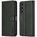 LC.IMEEKE Samsung Galaxy S25 Wallet Cover Stand PU Leather - Black