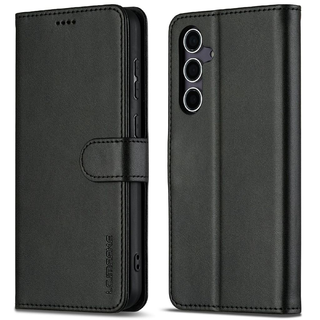 LC.IMEEKE Samsung Galaxy S25 Wallet Cover Stand PU Leather - Black