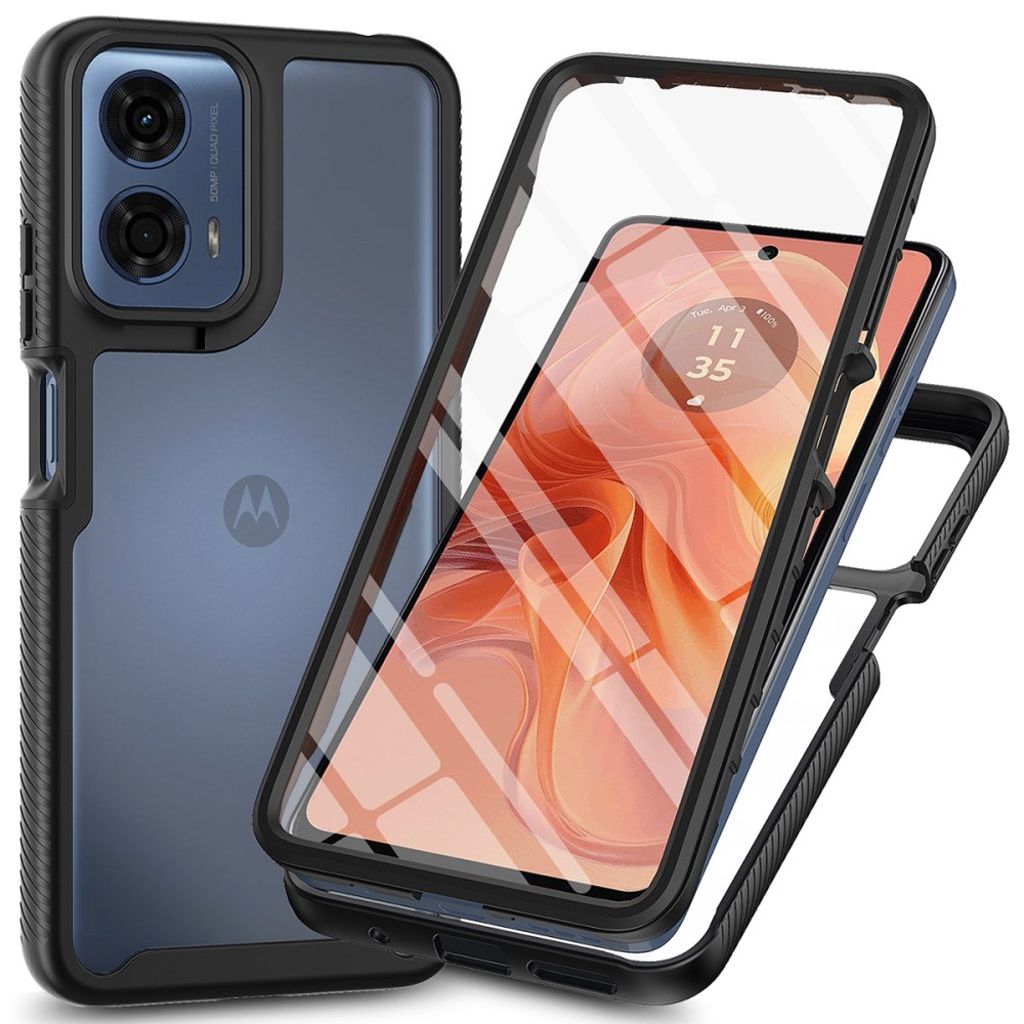 Motorola Moto E14 / G04 / G04s / G24 4G Case with Screen Protector - Black — Övrigt