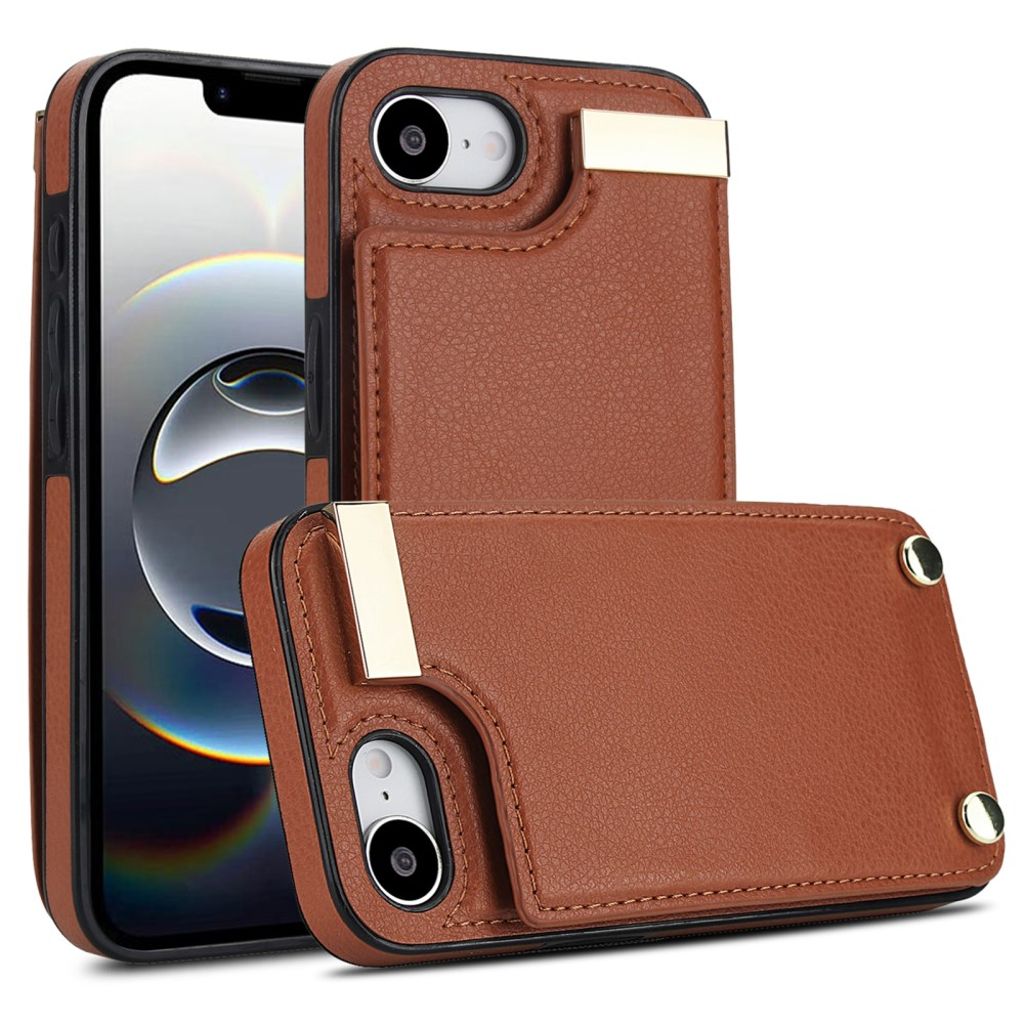 iPhone 17e/16e Case with Card Holder - Brown