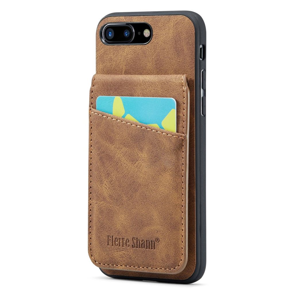 FIERRE SHANN iPhone 7 Plus / 8 Plus Case with Card slots - Brown