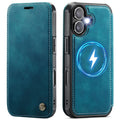 CASEME 053 iPhone 16 Wallet Cover MagSafe RFID blocking - Blue — CASEME