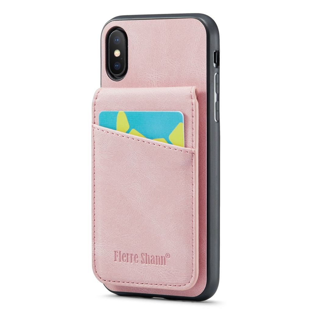 FIERRE SHANN iPhone XS Max Wallet Case with Kickstand – Pink