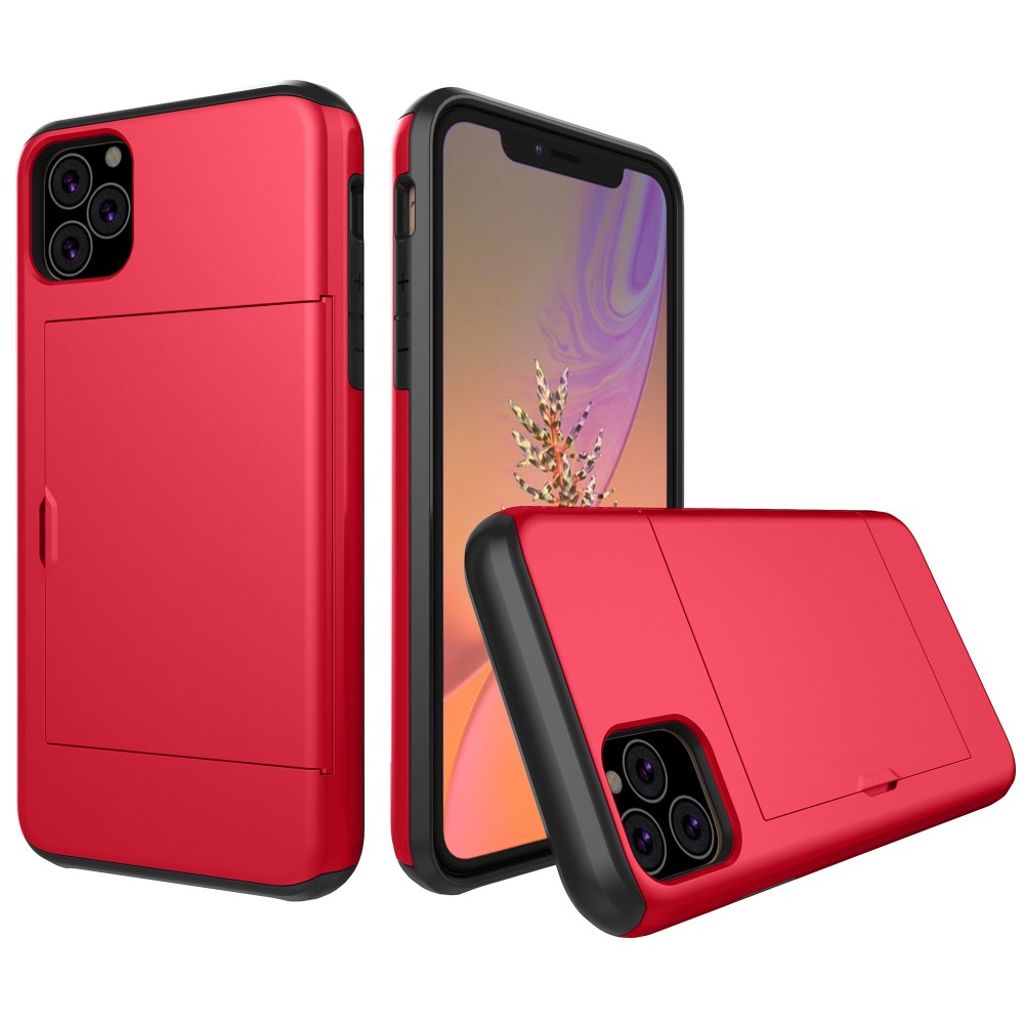 iPhone 11 case with slide card holder - Red