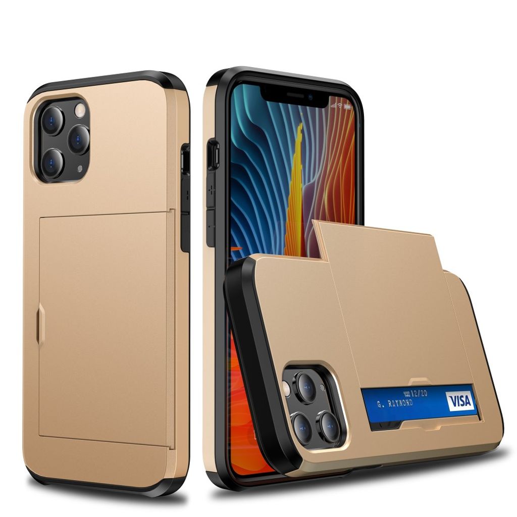 iPhone 12 Pro Max case with slide card holder - Gold