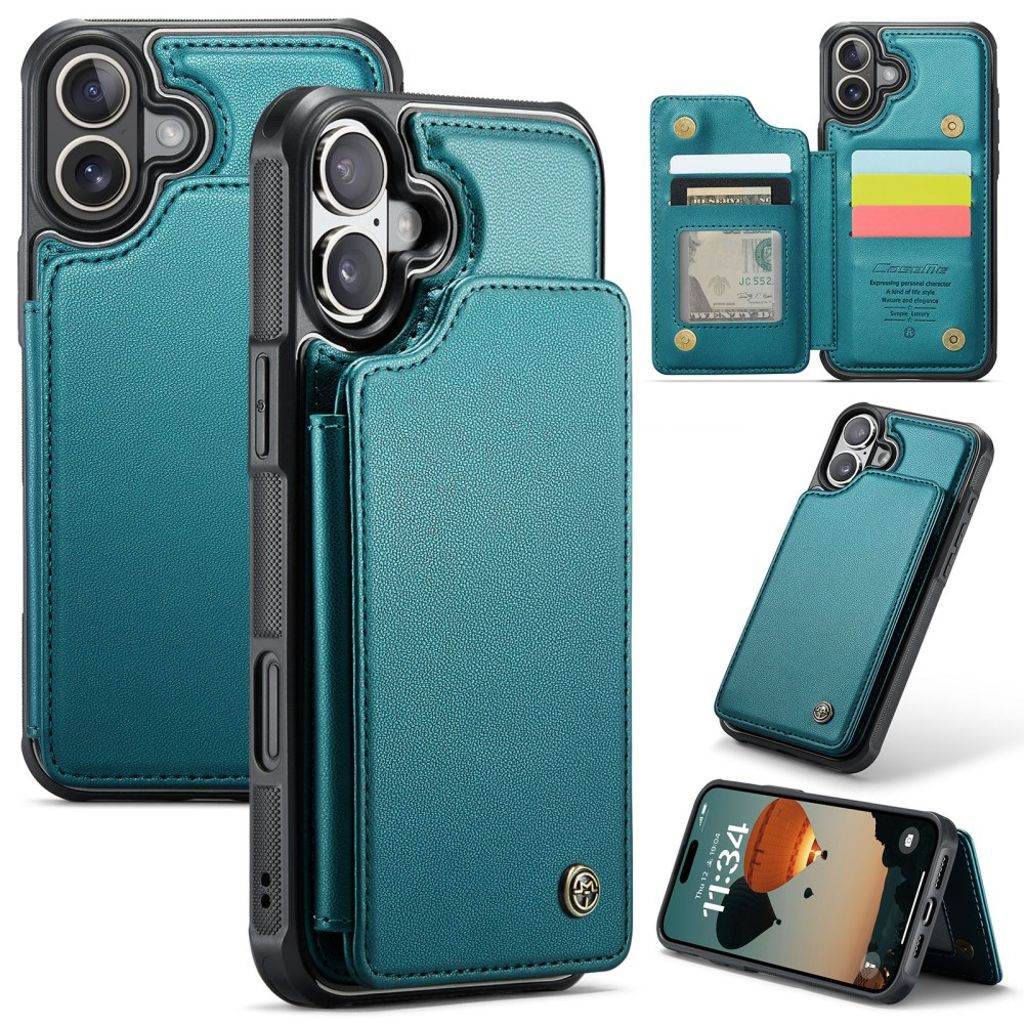 CASEME iPhone 16 Wallet Case RFID Blocking Card Slots - Green — CASEME