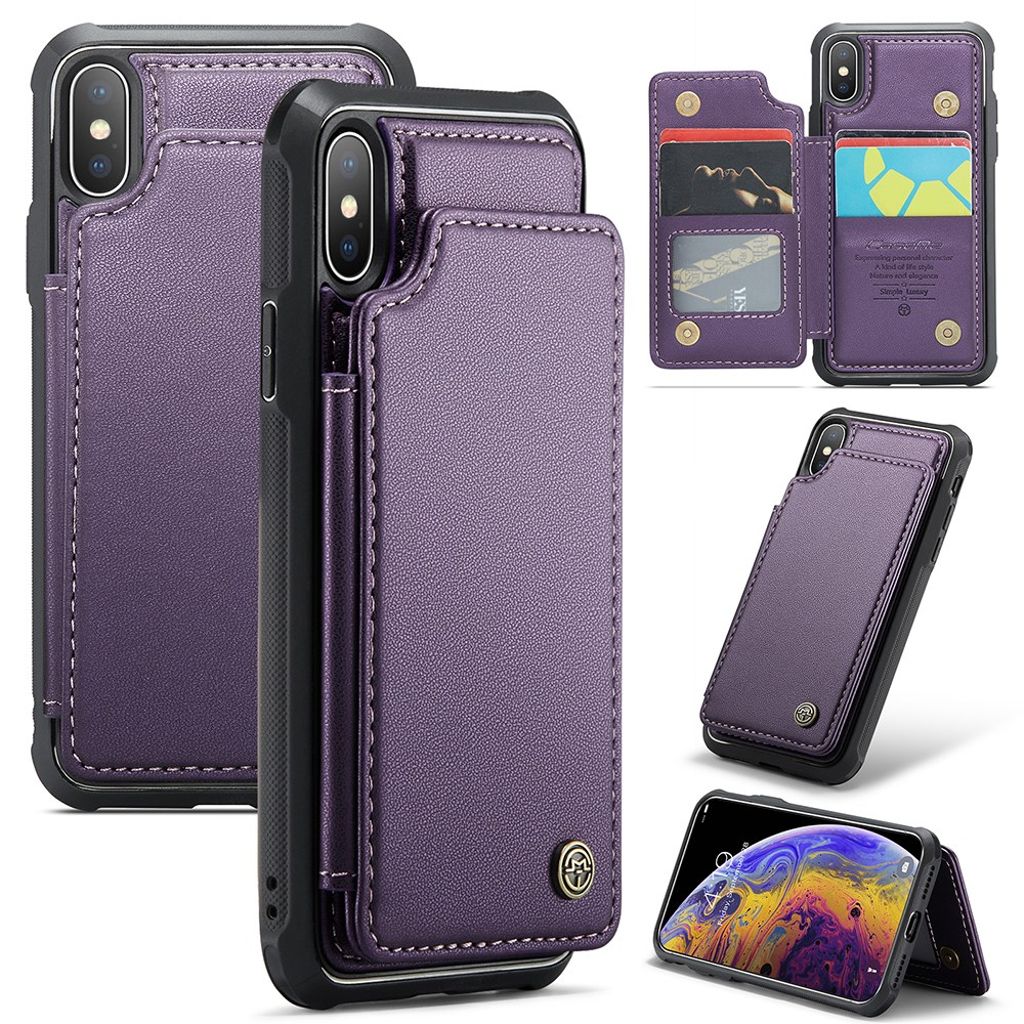 CASEME iPhone XS Max Wallet Case RFID Blocking Card Slots – Purple