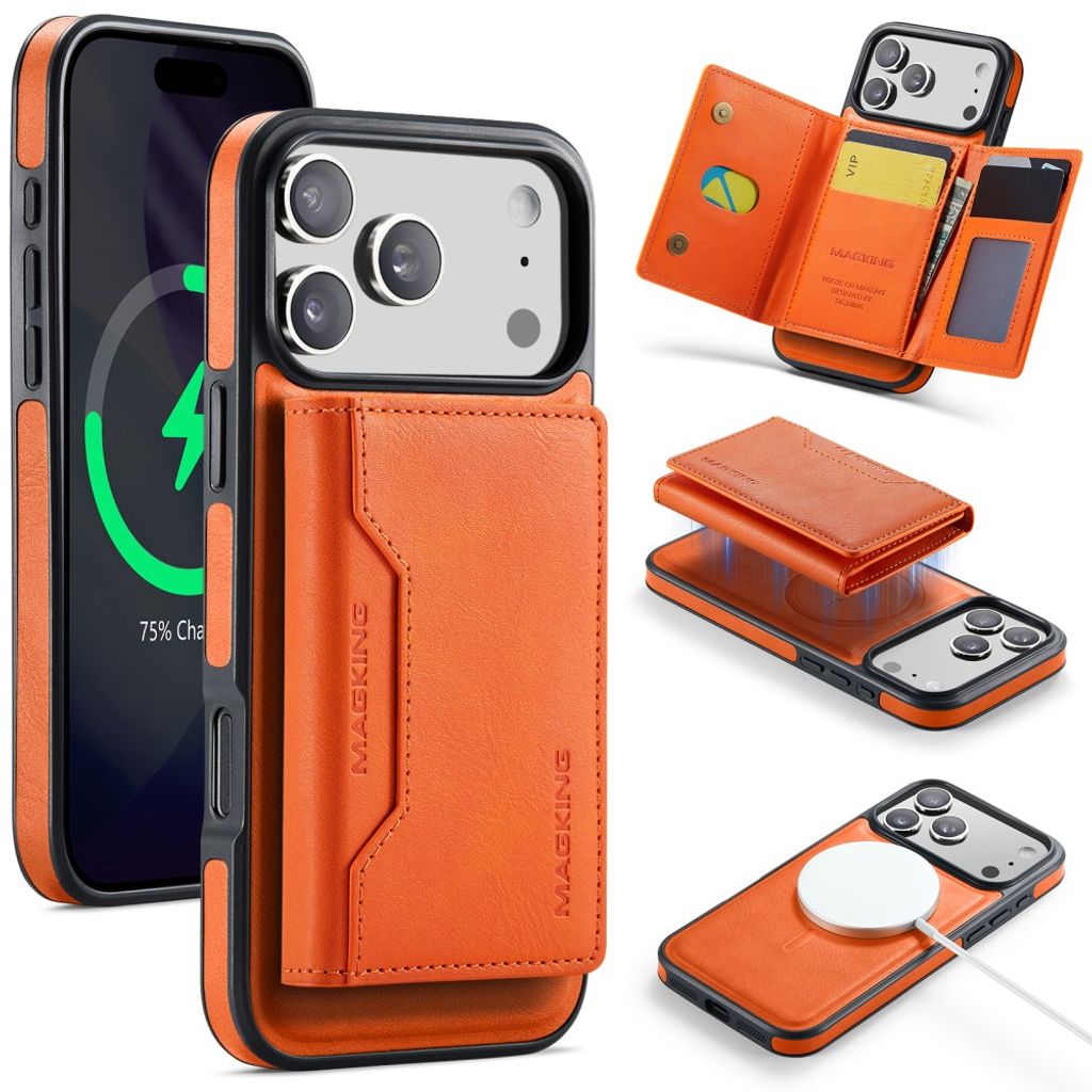 MAGKING iPhone 18 Pro Max/17 Pro Max MagSafe Case with Removable Wallet - Orange — MAGKING