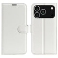 AMORUS iPhone 18 Pro Max/17 Pro Max Wallet Cover Litchi PU-leather - White — AMORUS