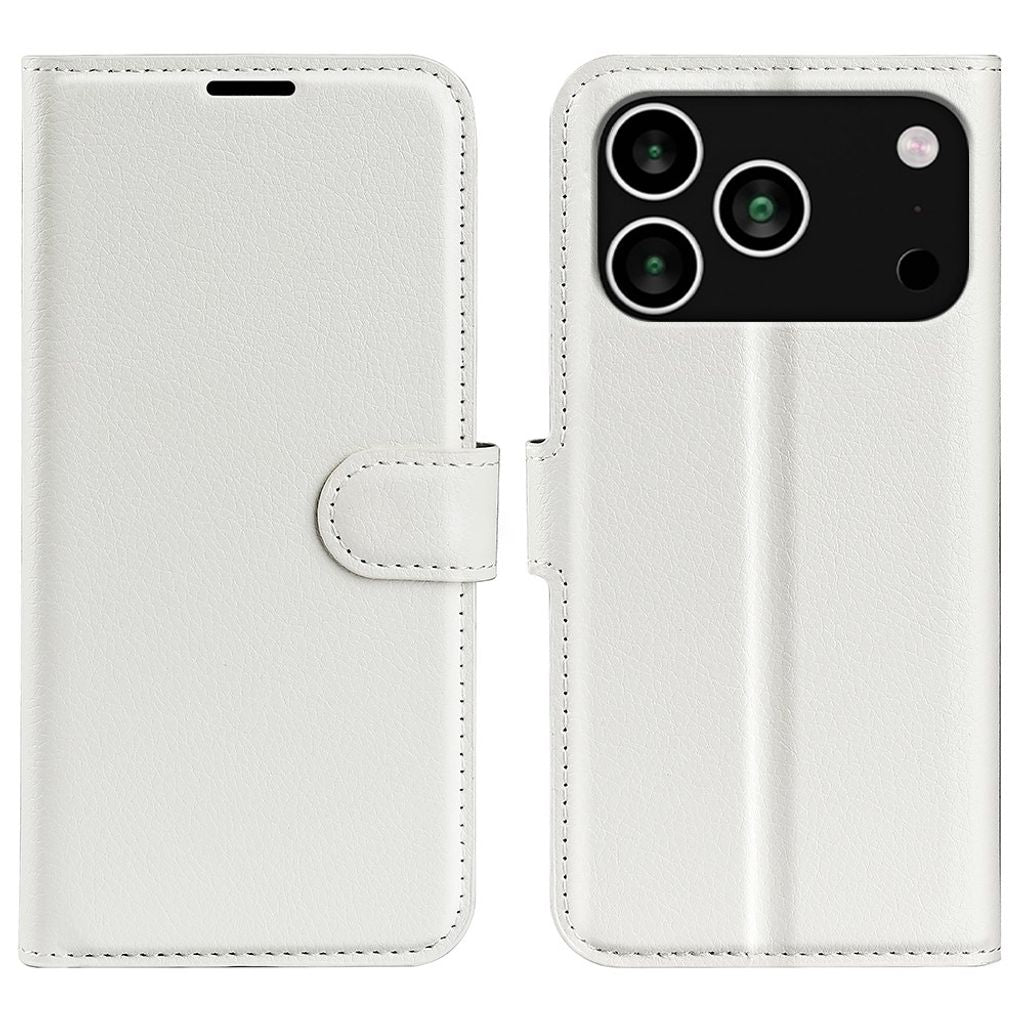 AMORUS iPhone 18 Pro Max/17 Pro Max Wallet Cover Litchi PU-leather - White — AMORUS