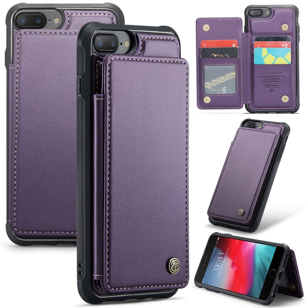 CASEME iPhone 6 Plus/6s Plus/7 Plus/8 Plus Case with 5 Card slots - Purple