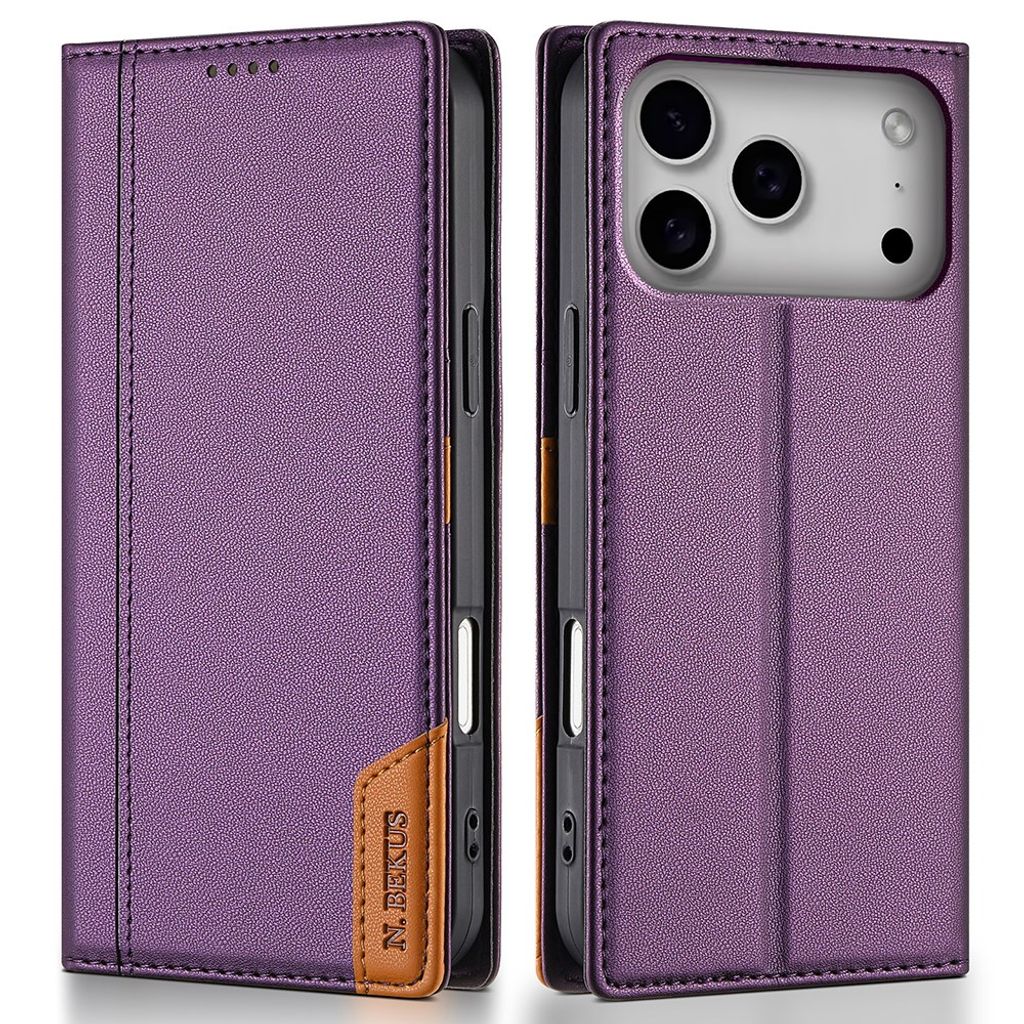 N.BEKUS iPhone 18 Pro Max/17 Pro Max Wallet Cover RFID Blocking - Purple — N.BEKUS
