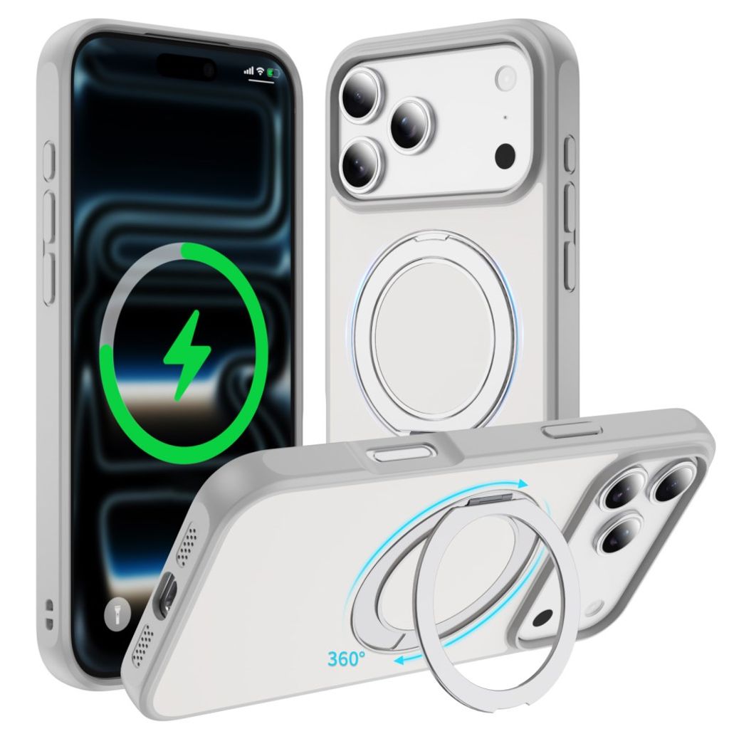iPhone 18 Pro Max/17 Pro Max MagSafe Case with Ring Kickstand - White — Övrigt