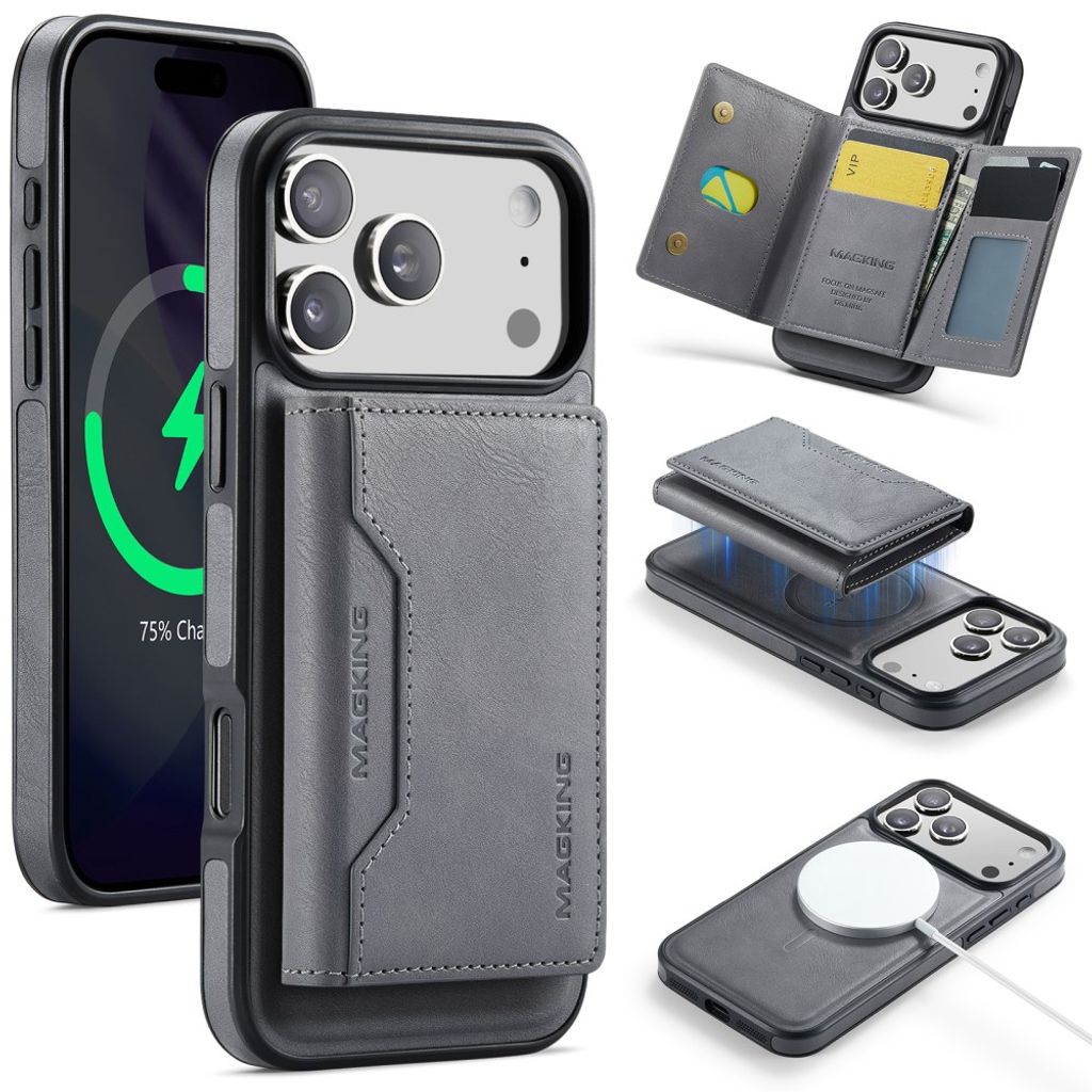 MAGKING iPhone 18 Pro Max/17 Pro Max MagSafe Case with Removable Wallet - Grey — MAGKING