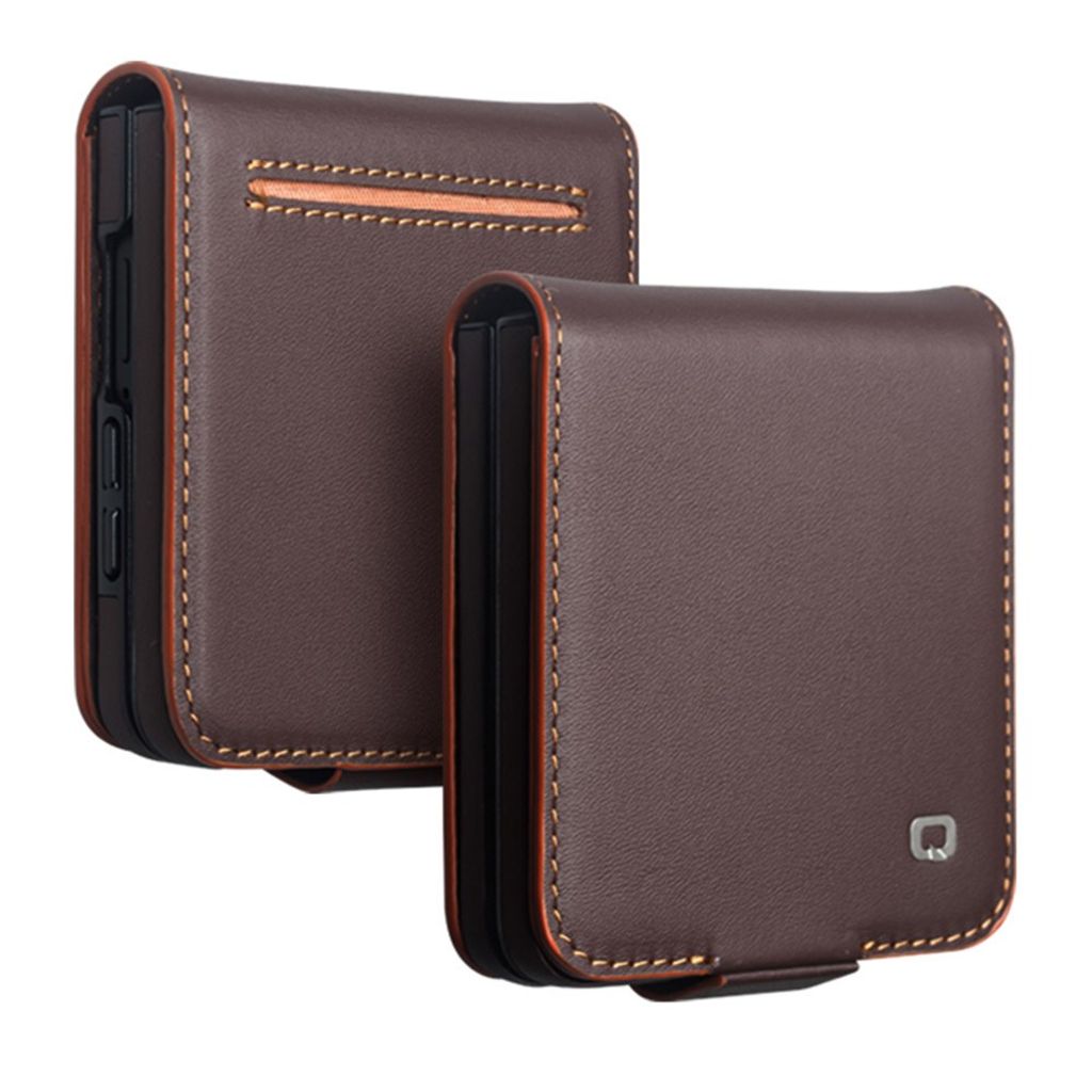 QIALINO Samsung Galaxy Z Flip8 Wallet Cover in Real Leather - Brown — QIALINO