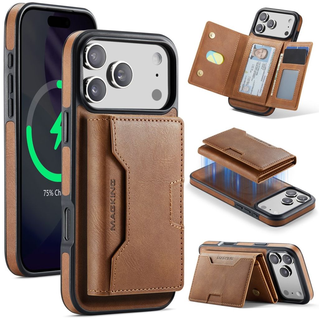 MAGKING iPhone 18 Pro Max/17 Pro Max MagSafe Case with Removable Wallet - Brown — MAGKING