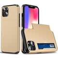 iPhone 14 case with slide card holder - Gold