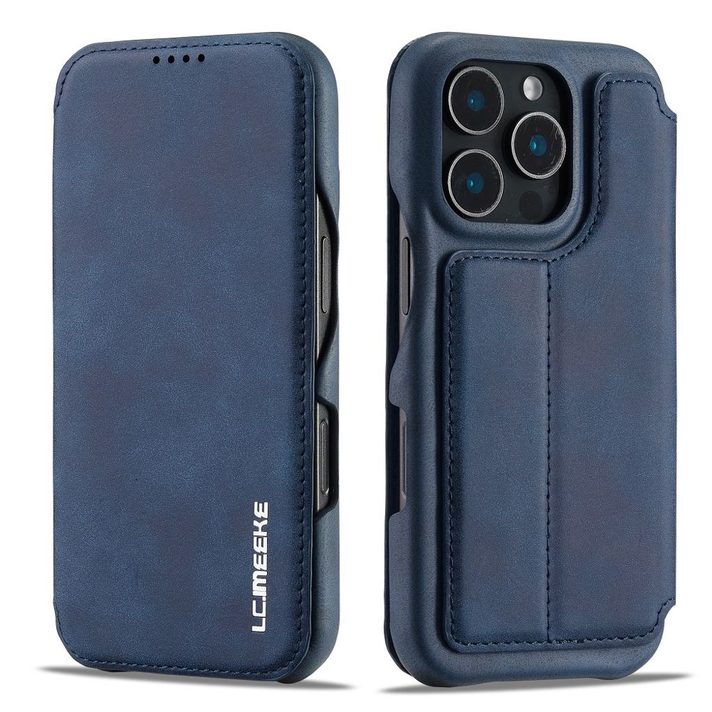 LC.IMEEKE iPhone 16 Pro Max Wallet Cover Card Holder Stand – Blue