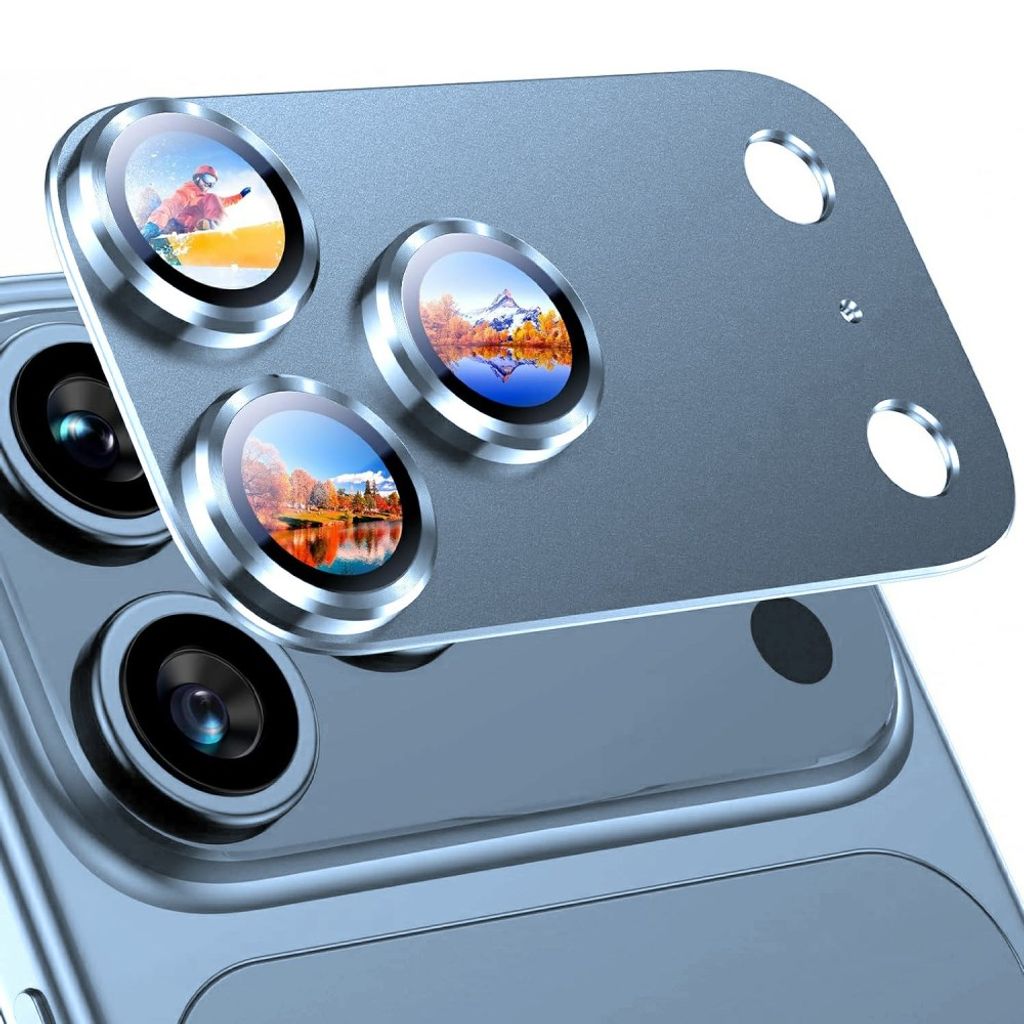 RURIHAI iPhone 18 Pro Max Lens Protector with Aluminum Frame - Light Blue — RURIHAI