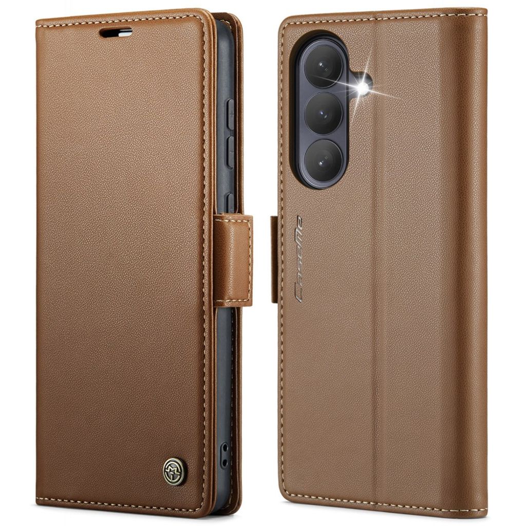 CASEME Samsung Galaxy S26 023 Series RFID Blocking Wallet Cover - Brown