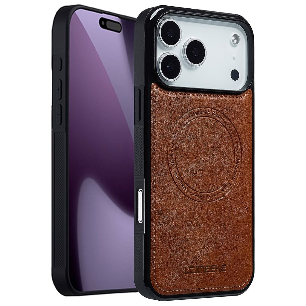 LC.IMEEKE iPhone 18 Pro Max/17 Pro Max MagSafe Case with PU-leather - Brown — LC.IMEEKE