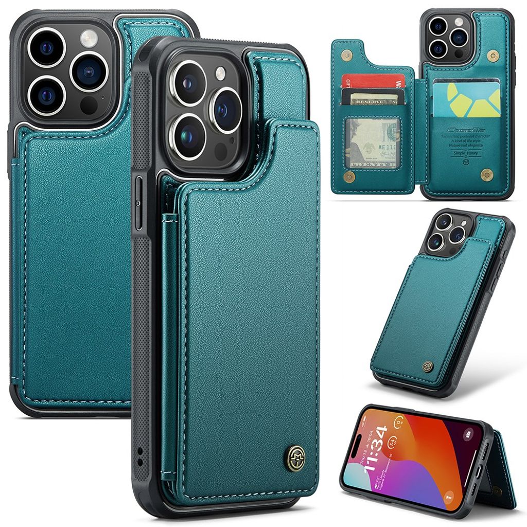 CASEME iPhone 15 Pro Wallet Case RFID Blocking - Green