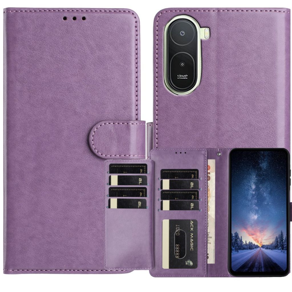 Xiaomi Redmi A7 Pro 5G Wallet Cover Stand 8 Card Slots PU Leather - Purple — Xiaomi