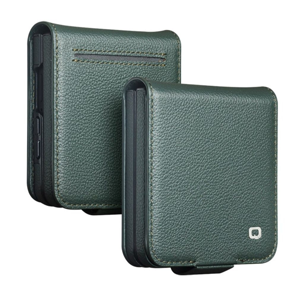 QIALINO Samsung Galaxy Z Flip8 Wallet Cover in Real Leather - Green — QIALINO