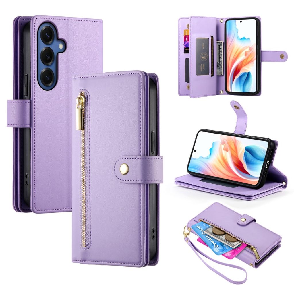 Samsung Galaxy S26 Plus Wallet Cover Card Holder Stand PU Leather - Purple — Samsung