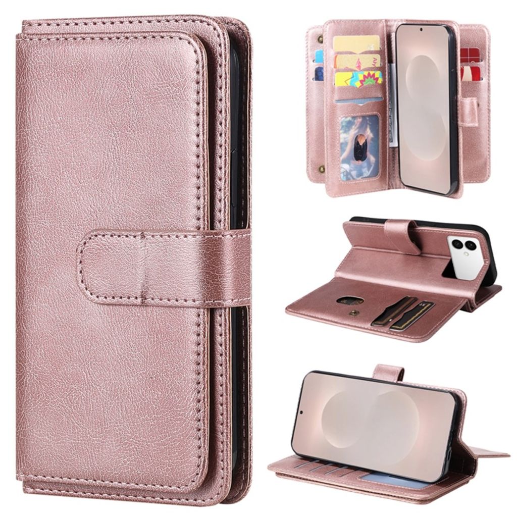 Samsung Galaxy S26 Edge Cover with 10 Card Slots - Rose gold