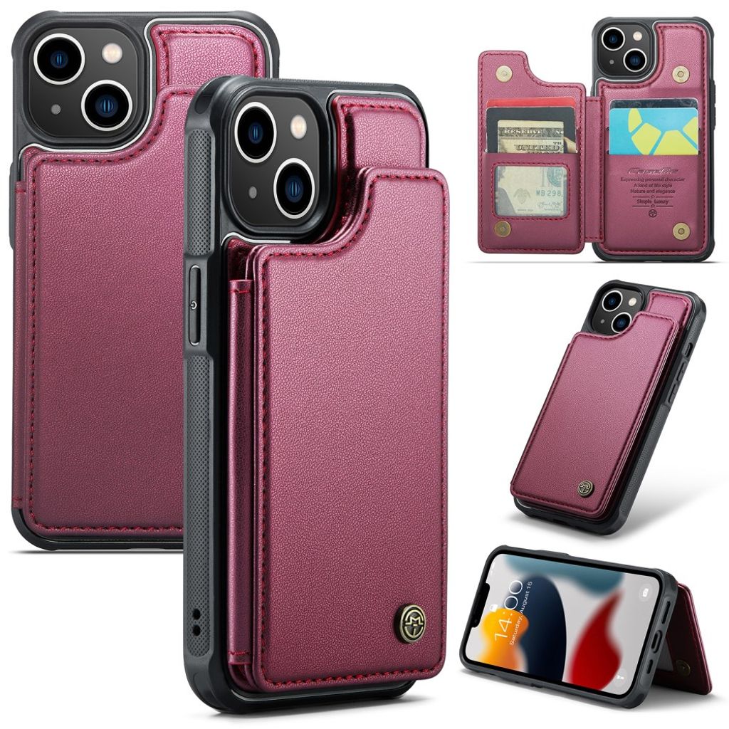 CASEME C22 iPhone 13 Wallet Case RFID Blocking - Red