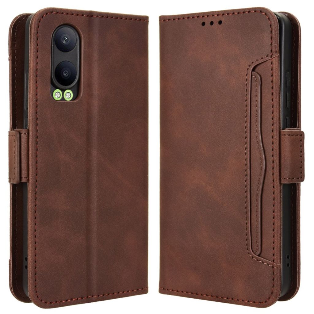 OnePlus Nord CE4 Lite 5G / Oppo K12x 5G Wallet Cover with extra card holder - Brown — Övrigt