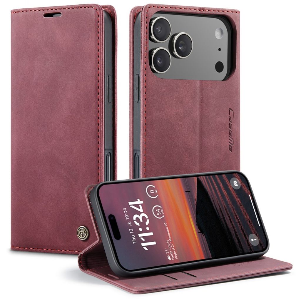 CASEME iPhone 17 Pro Wallet Cover with Card Slots - Red