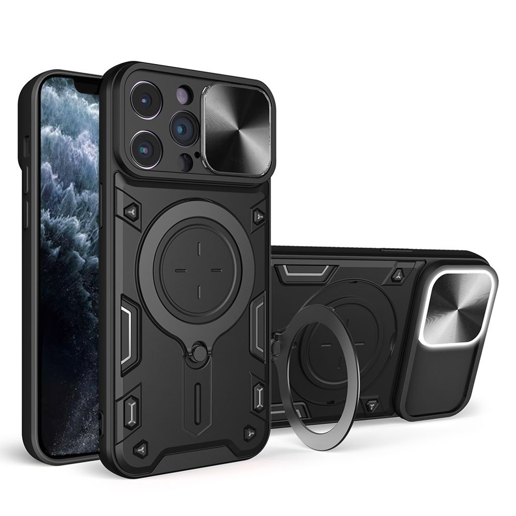 iPhone 11 Pro Max Case Slide Camera Lid Kickstand – Black