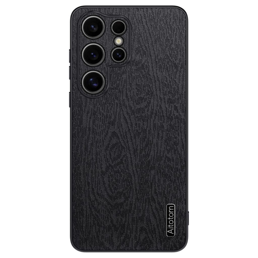 Samsung Galaxy S25 Ultra Casewith Wood Texture - Black