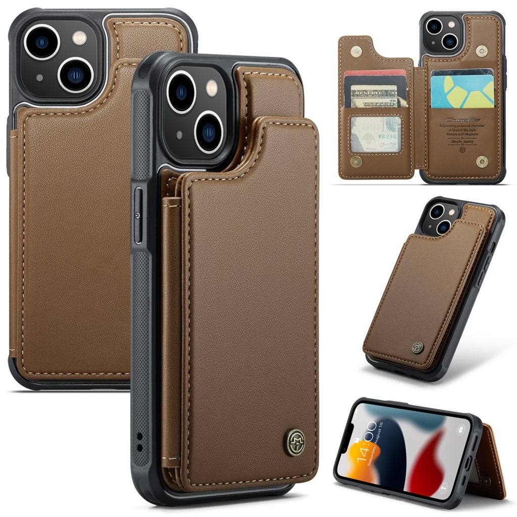 CASEME C22 iPhone 13 Wallet Case RFID Blocking - Brown — CASEME