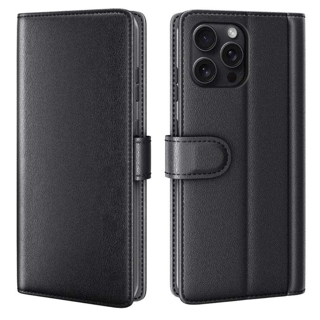 iPhone 16 Pro Max Cover in real leather - Black