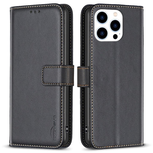 BINFEN COLOR iPhone 14 Pro Wallet Cover Stand Card Holder - Black — BINFEN
