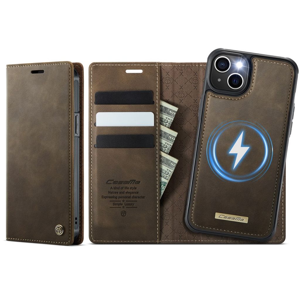CASEME iPhone 13 Wallet Cover MagSafe RFID Blocking - Brown