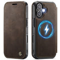 CASEME 053 iPhone 16 Plus Wallet Cover MagSafe RFID blocking - Brown — CASEME