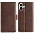 iPhone 17 calf texture PU leather wallet phone cover - brown