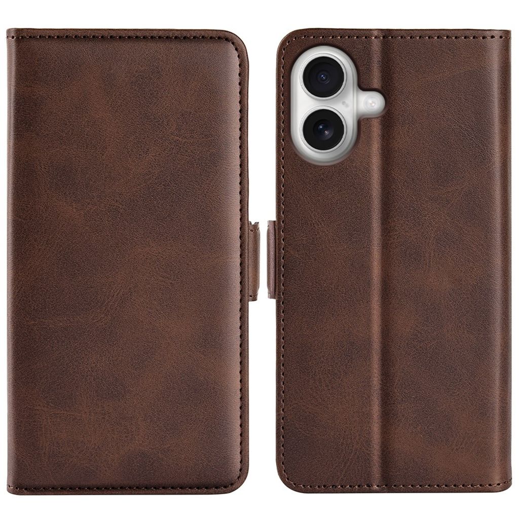 iPhone 17 calf texture PU leather wallet phone cover - brown