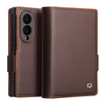 QIALINO Samsung Galaxy Z Fold8 Wallet Cover in Real Leather - Brown — QIALINO