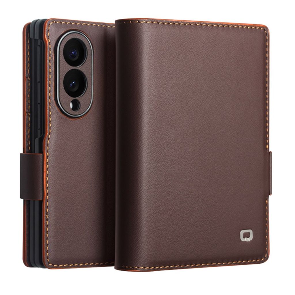 QIALINO Samsung Galaxy Z Fold8 Wallet Cover in Real Leather - Brown — QIALINO