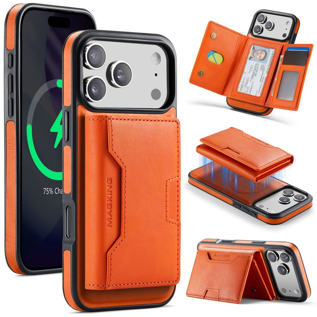 MAGKING iPhone 18 Pro Max/17 Pro Max MagSafe Case with Removable Wallet - Orange — MAGKING