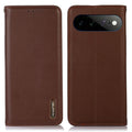 KHAZNEH Google Pixel 11 Pro XL Wallet Cover Real Leather RFID Blocking - Brown — KHAZNEH