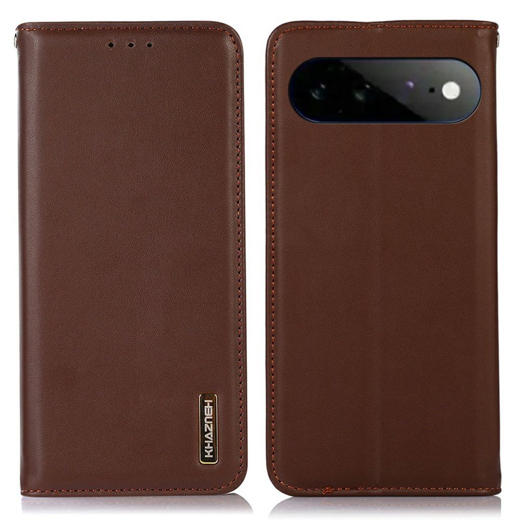 KHAZNEH Google Pixel 11 Pro XL Wallet Cover Real Leather RFID Blocking - Brown — KHAZNEH